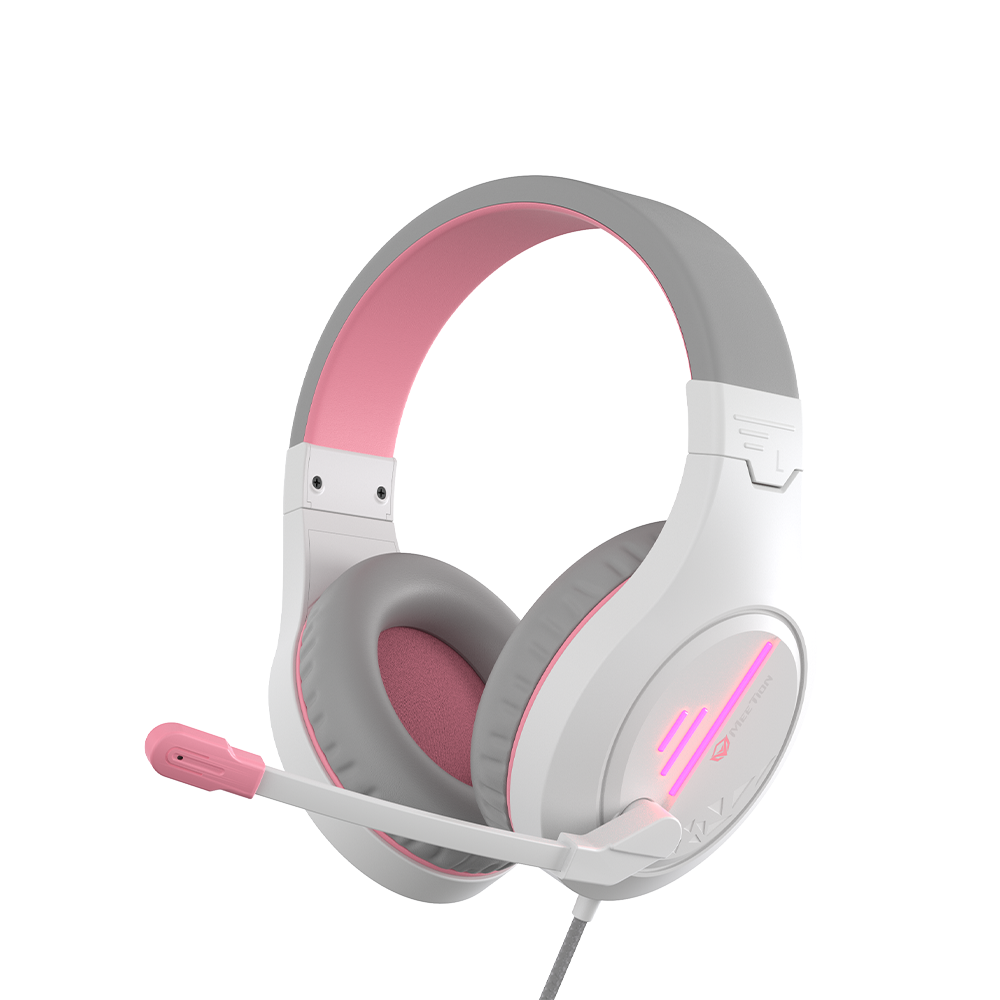 Stereo Gaming Headset White Pink Lightweight Backlit HP021