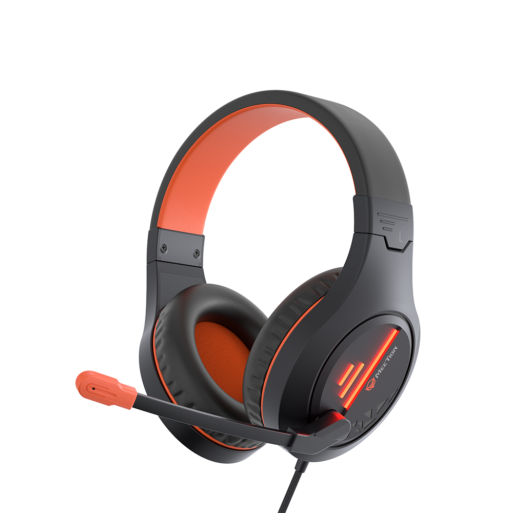 Stereo Gaming Headset with Mic Black Orange Lightweight Backlit HP021